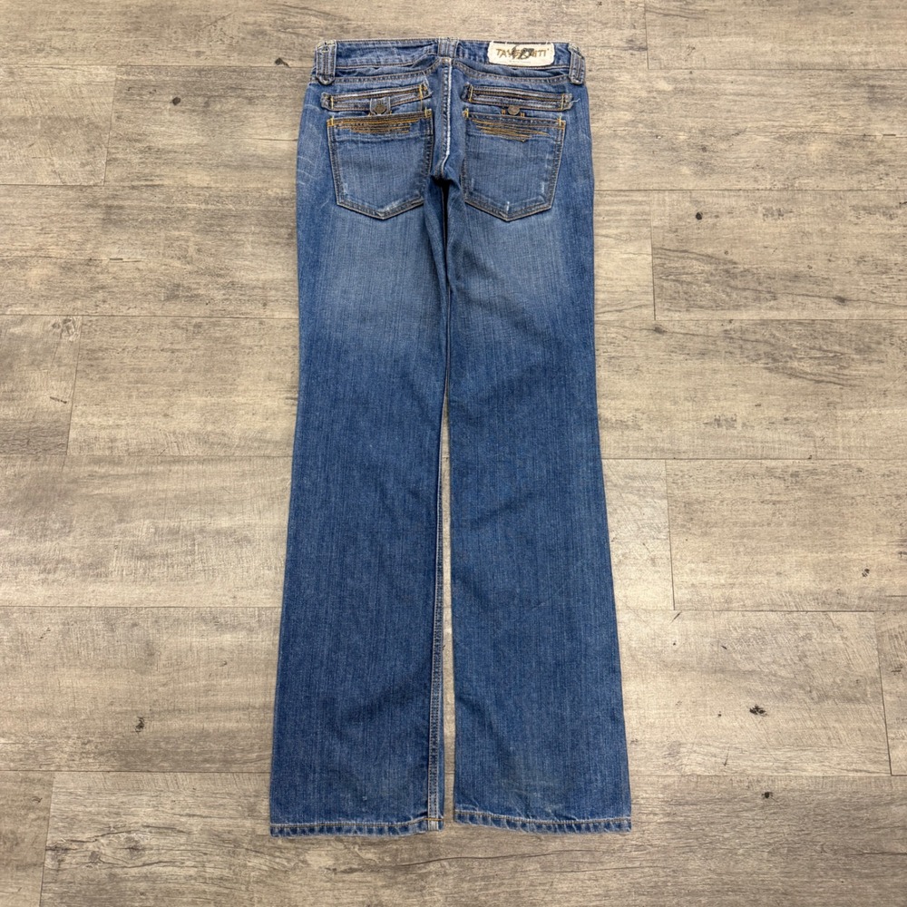 Taverniti So Jeans Denim Womens 30 Blue Janis Bootcut Low Rise Distressed Flap